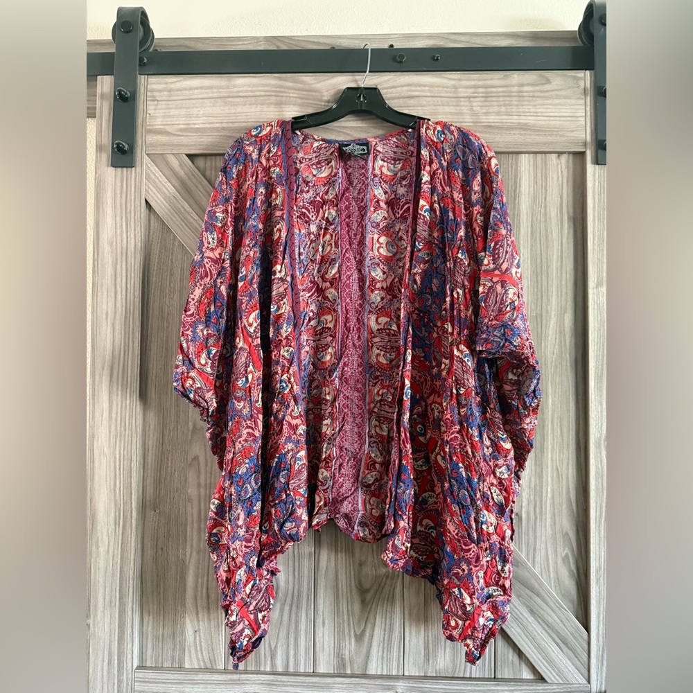 Angie Red and Blue Paisley Kimono
